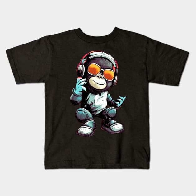 Crazy Cool Monkey Kids T-Shirt by NedisDesign